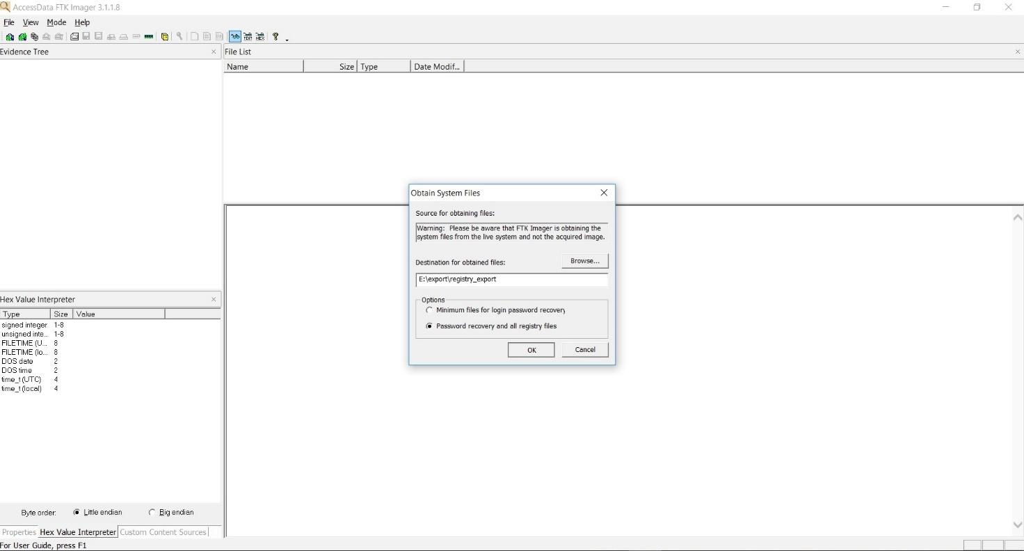 Windows Registry Extraction With Ftk Imager Free Tutorial